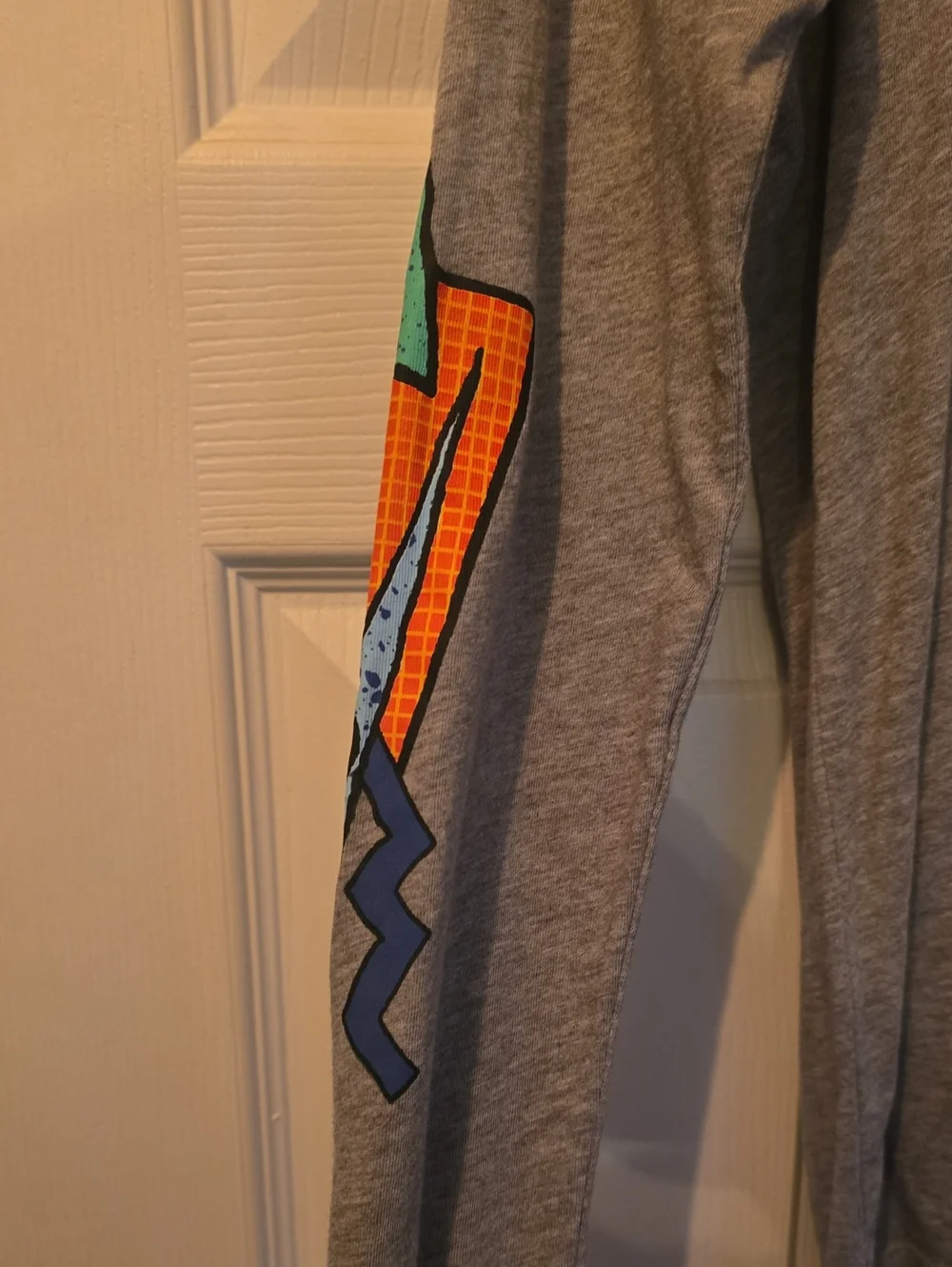 Nike Gray Long Sleeve Tee with Bright Orange Logo